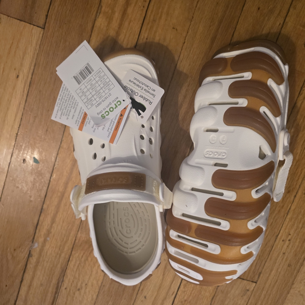 CROCS Echo Gum/White and Tan Sandals